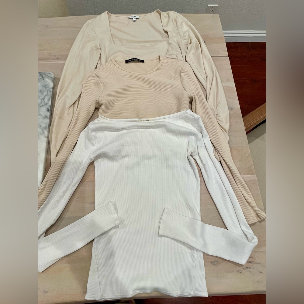 Set of 3 Rag & Bone, Reiss, Naked Wardrobe  Ribbed Long Sleeve Tops